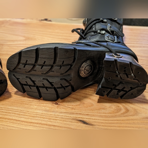 New Rock leather Biker heeled boots M-373-S1 - Picture 5 of 9